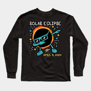 Total Solar Eclipse April 8 2024 Retro Groovy Women Kids Men Long Sleeve T-Shirt